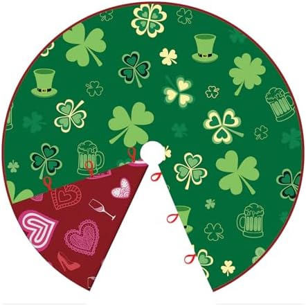 St Patricks Day Tree Skirt 36In, Patrick's Day Green Shamrock Clover Tree Skirt Decor Double Sided, St Patricks Day Trees Mat Home Decor, Patrick's Day Trees Mat for Holiday Party Indoor Decor by HEIFAM