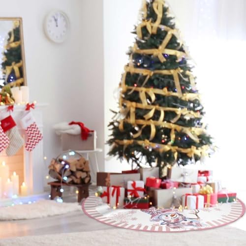 Christmas Tree Skirt 36 Inch Pink Snowman Decorations for Christmas Tree - Image 7