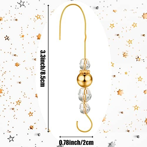 Moxweyeni 35 Pieces Christmas Ornament Hooks Acrylic Gold Wire Ornament Hangers Decorative Crystal Wire Hook Christmas Decor Christmas Tree Decorations Hooks for Home Decor, 5 Styles - Image 2