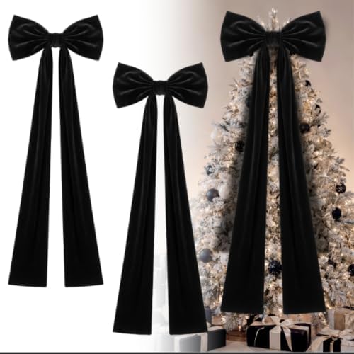 Knitgrip 2 Pack 20x71 in Christmas Large Velvet Bows, Black by Knitgrip