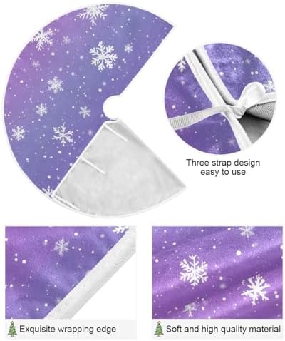 Snowflakes Purple Christmas Tree Skirt Small Xmas Tree Skirts Decorations 36 in Burlap Tree Mat Cover for 4 ft Trees Holiday Party - Image 3