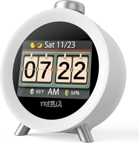 MOMILLA Alarm Clock for Heavy Sleepers Adults, Colorful Screen Temperature, Loud 7-Day Programmable 4 Alarms, Kids Alarm Clocks for Bedrooms Boys Girls, Easy to Set, Digital White Noise, Hourly Chime by MOMILLA