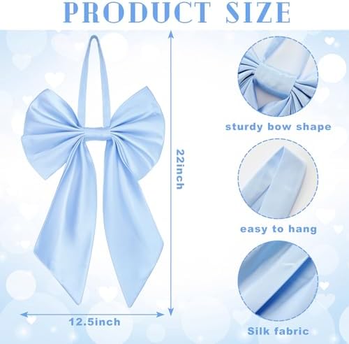 Janinka Blue Christmas Tree Topper Bow 22" Big,Polyester - Image 2