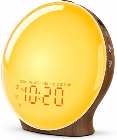 JALL Full-Screen Wake Up Light Sunrise Alarm Clocks for Bedrooms, White Noise Machine for Heavy Sleepers, 25 Natural Sounds, Dual Alarms, FM Radio, 17 Dimmable Colors, Bluetooth Speaker by JALL