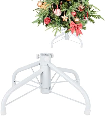 CCINEE Metal Christmas Tree Stand, Universal Folding Xmas Tree Stand 11.8 Inch Replacement Tree Stand Base for 2 Ft to 5 Ft Christmas Artificial Trees Fake Tree, White by CCINEE