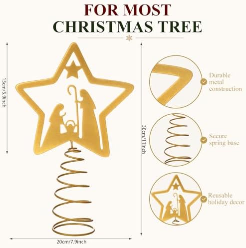 Soulchen Nativity Christmas Tree Topper Metal Star Nativity Scene - Image 2