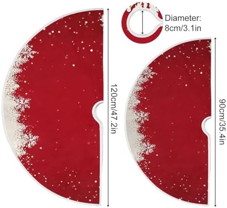 Bells Snowflake Red Christmas Tree Skirt Large Xmas Tree Skirts Decorations 48 in Burlap Tree Mat Cover for 4 ft Trees Holiday Party - Image 4