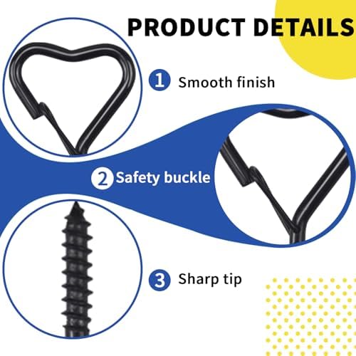 10 Pack Heart Shaped Screw Hooks for Hanging Plants, Ceiling Hooks - Image 2