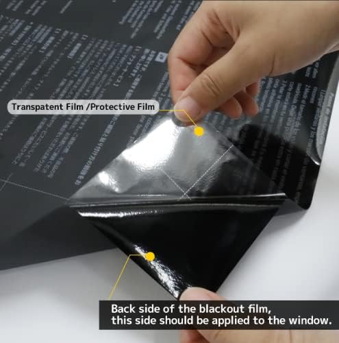 KESPEN Total Blackout Window Film Privacy Static Cling 100% Light Blocking Room Darkening Window Cover Heat Control Anti-UV Glass Sticker Window Tint for Home with Grid Line, 29.5 Inch X 6.5 Feet