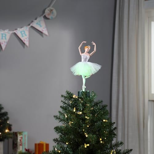 Mr. Christmas Animated Ballerina Christmas Tree Topper, Christmas Decoration, LED Lights, 24 Inch, Multi-Color by MrChristmas