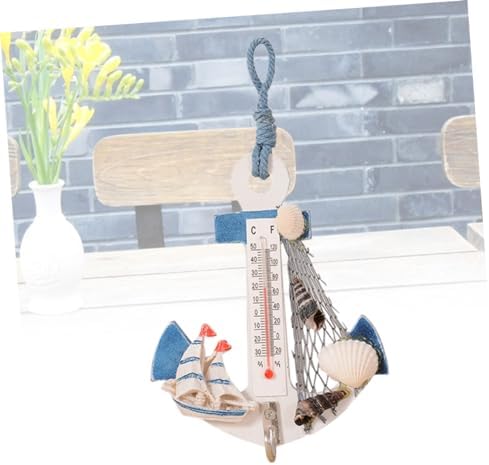 Coastal Decor Thermometer Hook Anchor Wall Decor Home Hanging Ornaments Nautical Style Mini Thermometer for Bedroom Style - Image 4