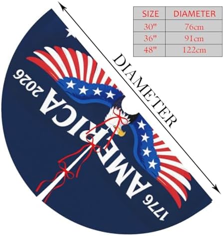 Christmas Tree Skirt, American Flag Xmas Large Tree Mat, New Year Festive Holiday Party Decorations 48" inches - Image 2