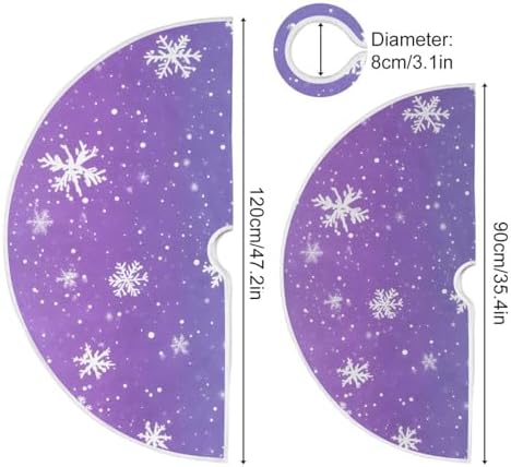 Snowflakes Purple Christmas Tree Skirt Small Xmas Tree Skirts Decorations 36 in Burlap Tree Mat Cover for 4 ft Trees Holiday Party - Image 4