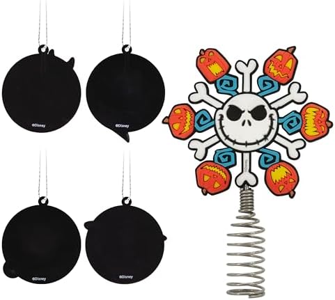 Hallmark Disney Tim Burton's Nightmare Before Christmas 5" Miniature Christmas Tree Topper and Mini Ornaments, Set of 5, Shatterproof - Image 5