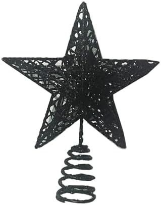 Christmas Tree Star Topper, Xmas Tree Topper Glittered 5 Point Star Treetop for Christmas Tree Ornament (Black) by Higoala