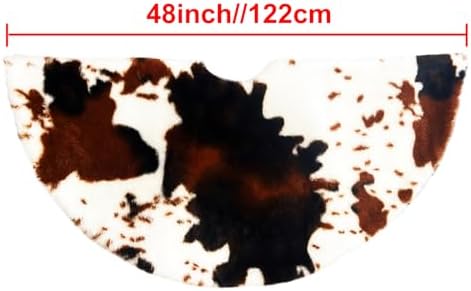 Christmas Tree Skirt 30/48inches, Cow Stripe Plush Faux Fur Christmas Tree Skirt Xmas Tree Skirt for Christmas Decorations Home Party Holiday Decor Cow 122 CM - Image 2