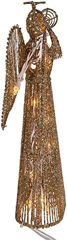 12-Inch 20 Light Incandescent Gold Glitter Angel Tree Topper - Image 4