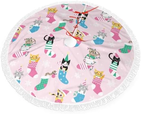 Cute Cartoon Cats Christmas Tree Skirt 30 Inch by Yomko