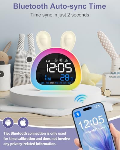 Alarm Clock for Kids, Ok to Wake Up Clock with 9 Color Night Light, Dual Alarms, 5 Level Volume & Brightness Adjustment, 6 Ringtones, Bedroom Alarm Clock for Toddlers, Teens, Girls Gifts - Image 2