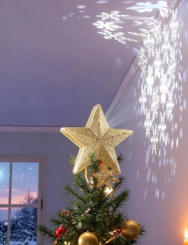 DG-Direct Christmas Tree Topper Lighted Star with Snowflake Projector, Gold - Image 5