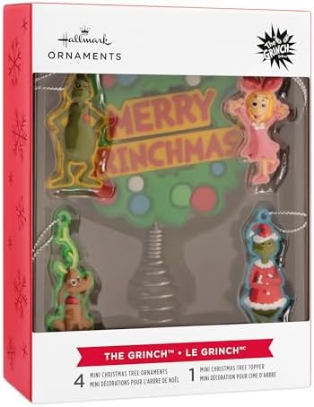 Hallmark Grinch Mini Christmas Tree Topper and Ornaments, Set of 5 - Image 7