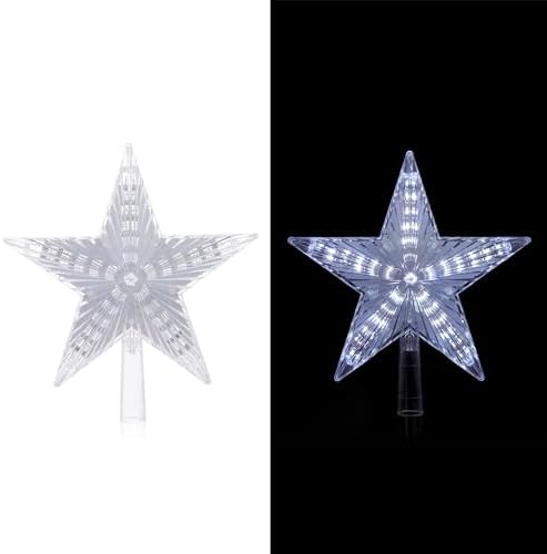 Alpine Corporation 8" H Flashing 5-Point Star Tree Topper with 31 Cool White LED Lights, Christmas Decoration - Image 2