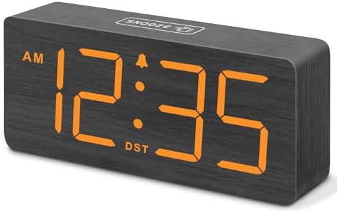 DreamSky Wooden Digital Alarm Clock for Bedroom with Large Numbers | Desk Clocks for Living Room, Loud Alarm for Heavy Sleepers with Volume Control, Dimmer, DST, Office Wood Decor (Plug-in) by DreamSky