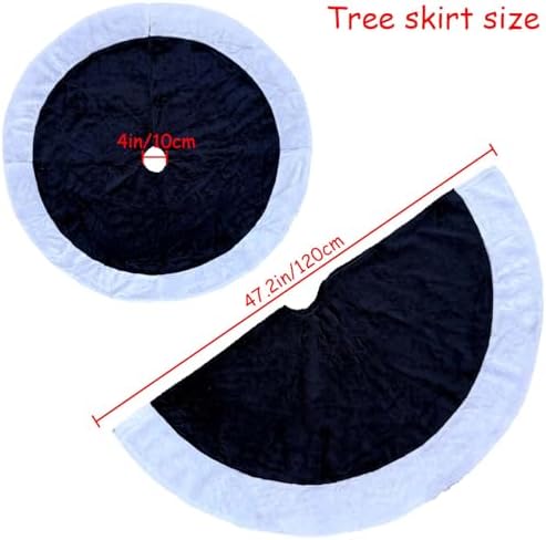 48 Inch Navy Blue Tree Skirt Soft Velvet Christmas Tree Skirt Fluffy Xmas Skirts Mat for Navy Blue Christmas Decorations Hanukkah Xmas New Year Holiday Party Decor - Image 4