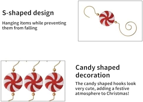INCREWAY Christmas Ornament 30PCS S-Shaped Hangers, Christmas Decoration Hanger, Metal Hooks Lollipop Decor Hooks, Red - Image 3