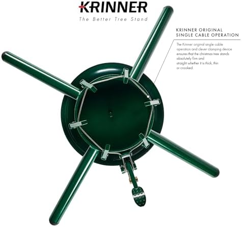 Krinner Christmas Tree Genie Steel - Green Tree Stand - Original Single Cable Operation, Holds up to 15 ft Live Trees - Foot Pedal Setup & Water Reservoir - 4 Stabilizing Feet, German Made - Image 5
