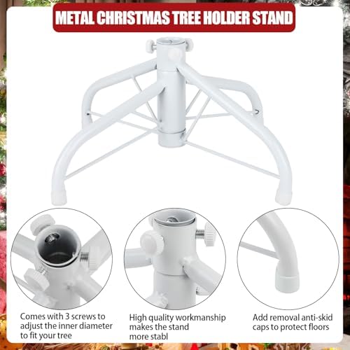 CCINEE Metal Christmas Tree Stand, Universal Folding Xmas Tree Stand 11.8 Inch Replacement Tree Stand Base for 2 Ft to 5 Ft Christmas Artificial Trees Fake Tree, White - Image 3