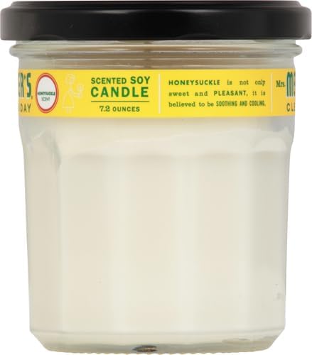 MRS. MEYER'S CLEAN DAY Soy Aromatherapy Candle,35 Hour Burn Time,Made with Soy Wax and Essential Oils,Honeysuckle,7.2 Oz,(Pack of 6)