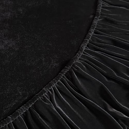 Ruffled Velvet Christmas Tree Skirt with Foam Padding, Nylon Backing and Lace-Up Tie Closure (Black, 84-Inch) - Image 5