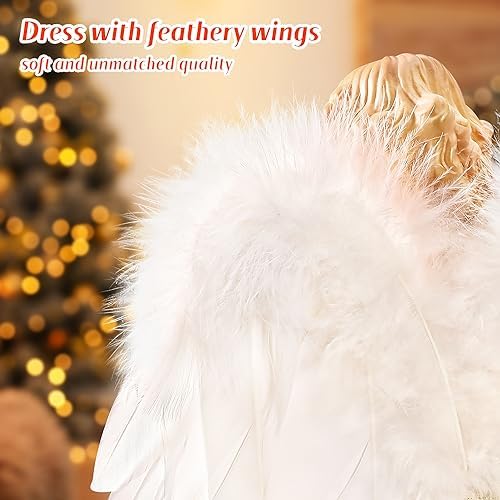 PEEKI Christmas Tree Topper, 15" Angel Treetop with Lights and Remote Control Timer, Christmas Tree Decoration for Holiday Ornament and Home Decor, Gold - Image 6