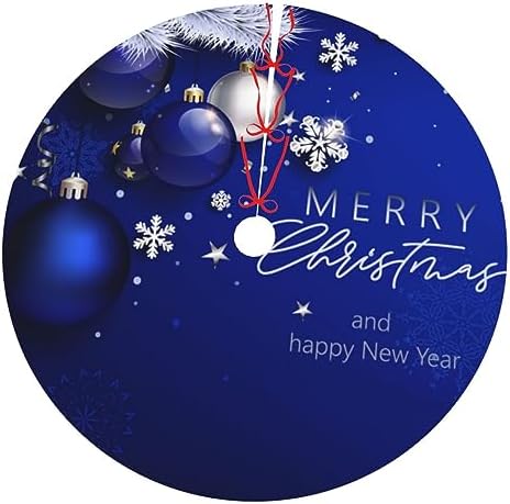 Christmas Tree Skirt Blue Ball Fir Branch Snowflake 36 Inch for Xmas New Year Nightmare Before Christmas Decorations Lobby Home by DADABULIU
