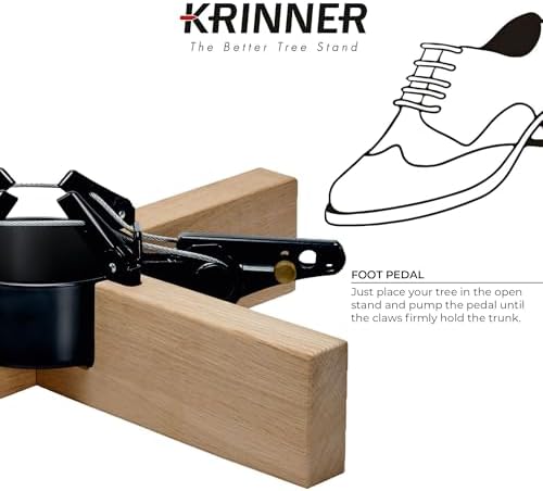 Krinner Christmas Tree Kopenhagen - Oak Brown Stand - Original Single Cable Operation, Holds up to 8 ft Live Trees - Foot Pedal Setup - 4 Solid Steel Stabilizing Feet, German Made - Image 6