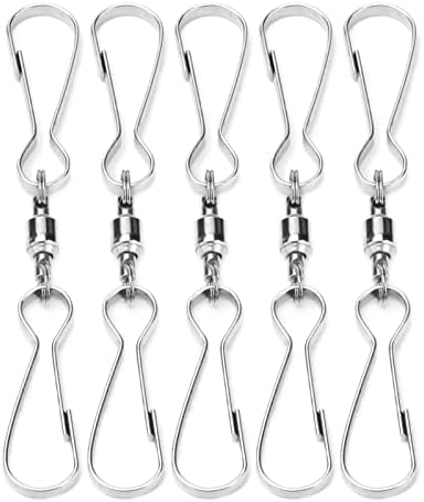 10 Pack Swivel Hook Stainless Steel 360 Rotating Wind Spinner Hooks Dual Clamp Holder for Bird Feeders Wind Chimes Spiral Ornaments Party Hanging Decor (Large Size 3.8x7.8cm) - Image 4