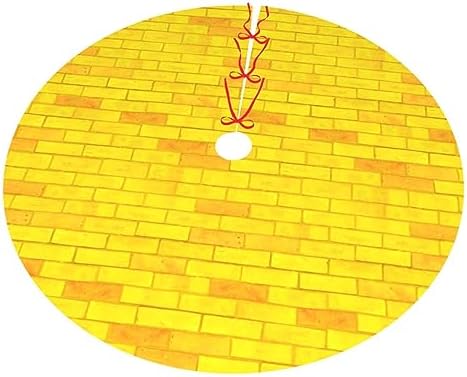 Gold Yellow Brick Funny 36 Inch Christmas Tree Skirt Carpet Mat Funny Party Decor Supplies for Xmas Halloween Decorations Occasion Ornament - Image 2