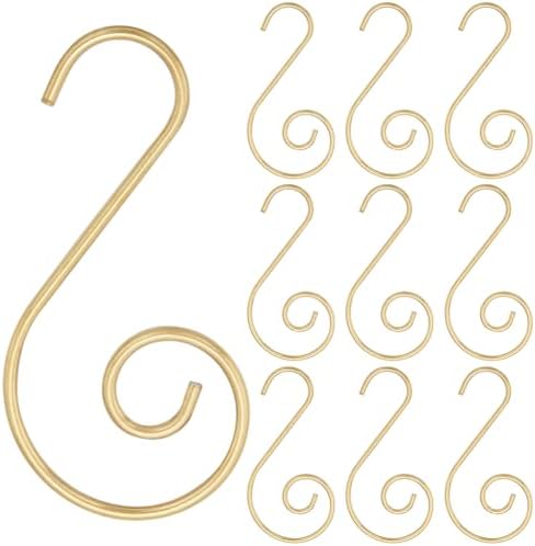 1 Box 100Pcs Christmas Ornament Hooks Gold Chandelier Crystal Wire Hooks Chandelier Replacement Part Metal Hook Pin S Shape Hanger for Christmas Tree Ball Holiday Party Decoration Hanging by SOFPLATE