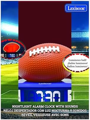 LEXiBOOK, American Football Nightlight Alarm Clock, RL800SO - Image 5