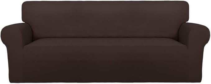 PureFit Super Stretch Sofa Slipcover ?€? Spandex Non Slip Soft Couch Sofa Cover, Washable Furniture Protector with Non Skid Foam and Elastic Bottom for Kids, Pets ???Sofa, Chocolate???