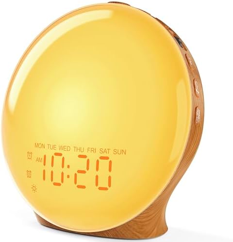 JALL Full-Screen Wake Up Light Sunrise Alarm Clocks for Bedrooms, White Noise Machine for Heavy Sleepers, 25 Natural Sounds, Dual Alarms, FM Radio, 17 Dimmable Colors, Bluetooth Speaker by JALL