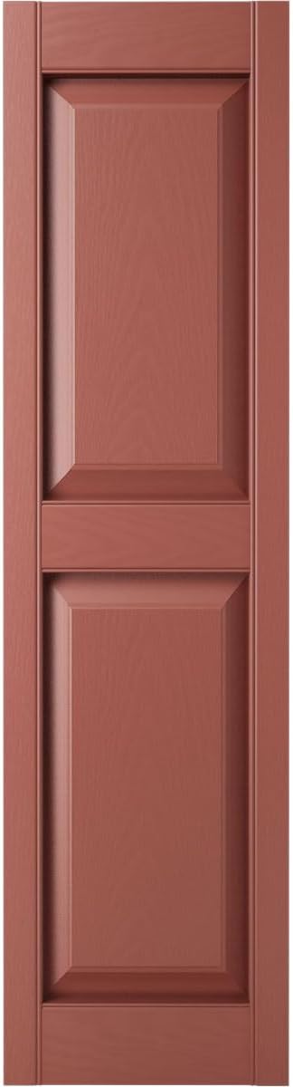 Ekena Millwork Lifetime Vinyl LP2S12X04300RD Standard Two Equal Panel Vinyls, Raised Panel Vinyl Shutters, w/Installation Shutter-Lok's & Matching Screws (Per Pair), 12"W x 43"H, Burgundy Red