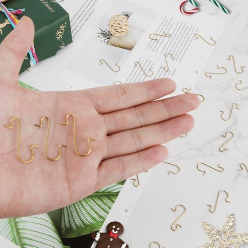 Ornament Hooks, 100 Pcs Christmas Ornament Hooks for Christmas Trees, Ornament Hangers, Metal Wire Christmass Trees Hooks, Chrismas Trees Ornaments for Xmas Chrismas Party Balls Decorations, Gold - Image 4