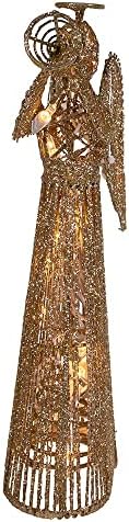 12-Inch 20 Light Incandescent Gold Glitter Angel Tree Topper - Image 2