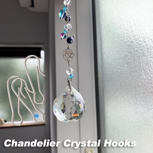 M METERXITY 50 Pack Hook Chandelier Crystal Hooks, 1.18 x 0.35 Inch Connector Clips Pins for Fasten Connecting Crystal DIY, Suncatcher, Chandelier, Ceiling Light Parts [304 Stainless Steel] - Image 7