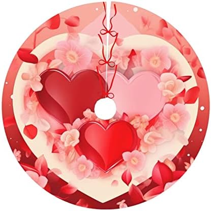 Love Hearts Tree Skirts Xmas Ornaments, Sweet Tree Mat for Christmas Party Holiday All Occasions 48" - Image 3