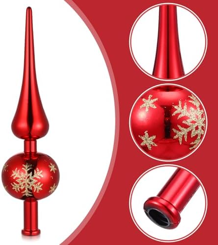 NUOBESTY Christmas Tree Topper - Blown Plastic Xmas Tree Finials Hand-Painted Treetop Plastic for Christmas Tree Ornaments (Red) - Image 4