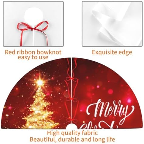 Christmas Tree Skirt Glitter Red Gold Christmas Tree 48 Inch for Xmas New Year Nightmare Before Christmas Decorations Lobby Home - Image 3