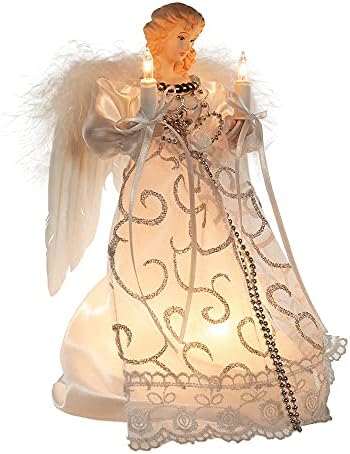 Kurt Adler UL 10-Light Angel Treetop, 8.5-Inch, White/Silver - Image 3